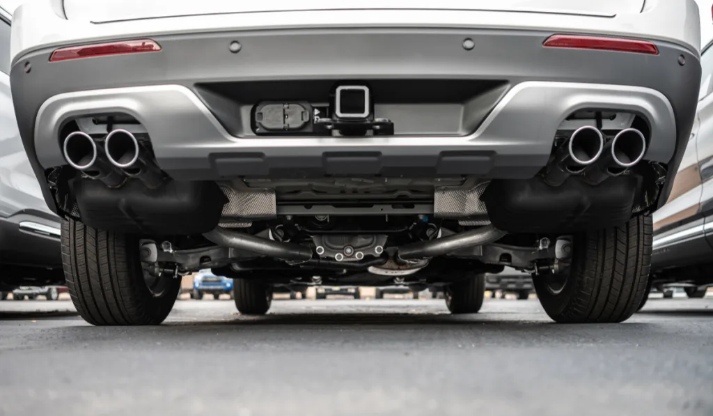 Exhaust System in Brand New Modern Car.