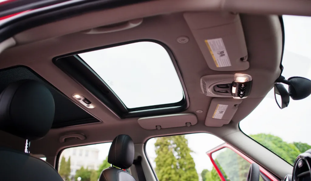 Interior of roof red city car