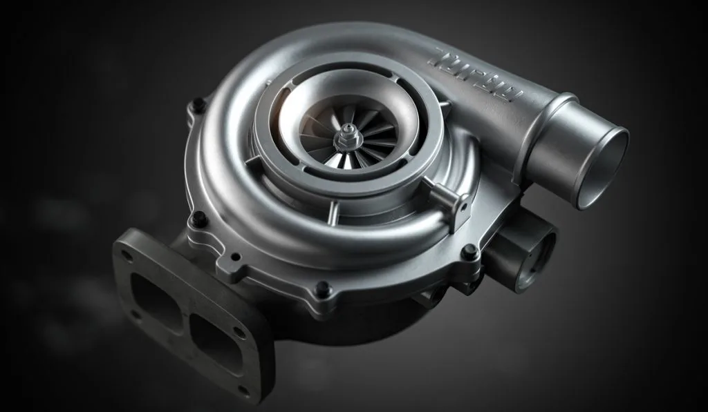 car turbocharger on black background