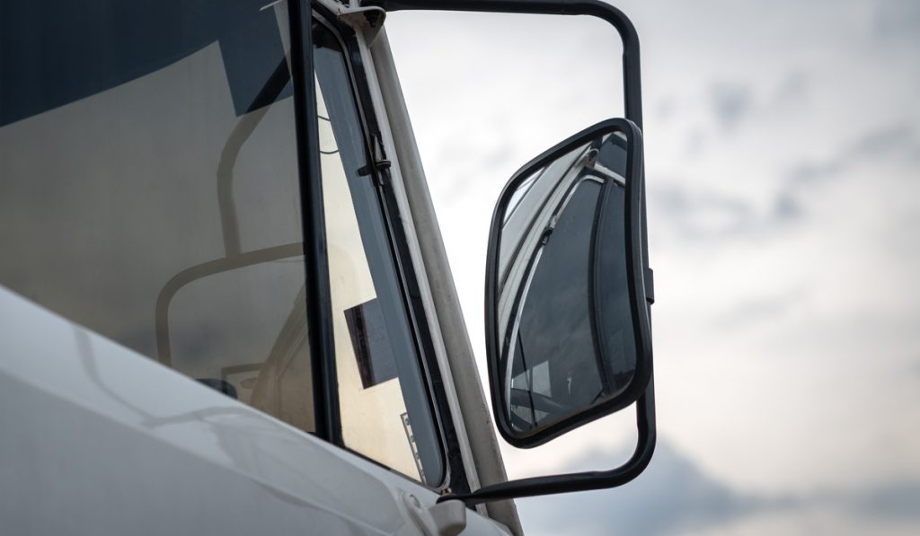 white heavy duty cargo truck side mirror 