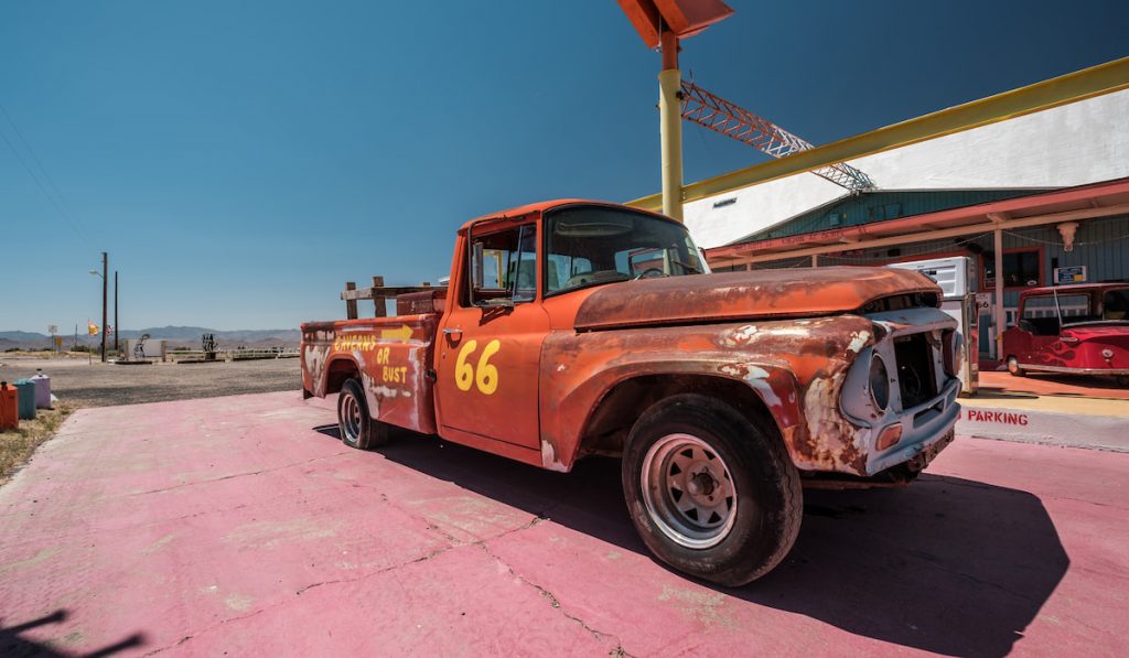 Old pickup truck near historic route 66 in California